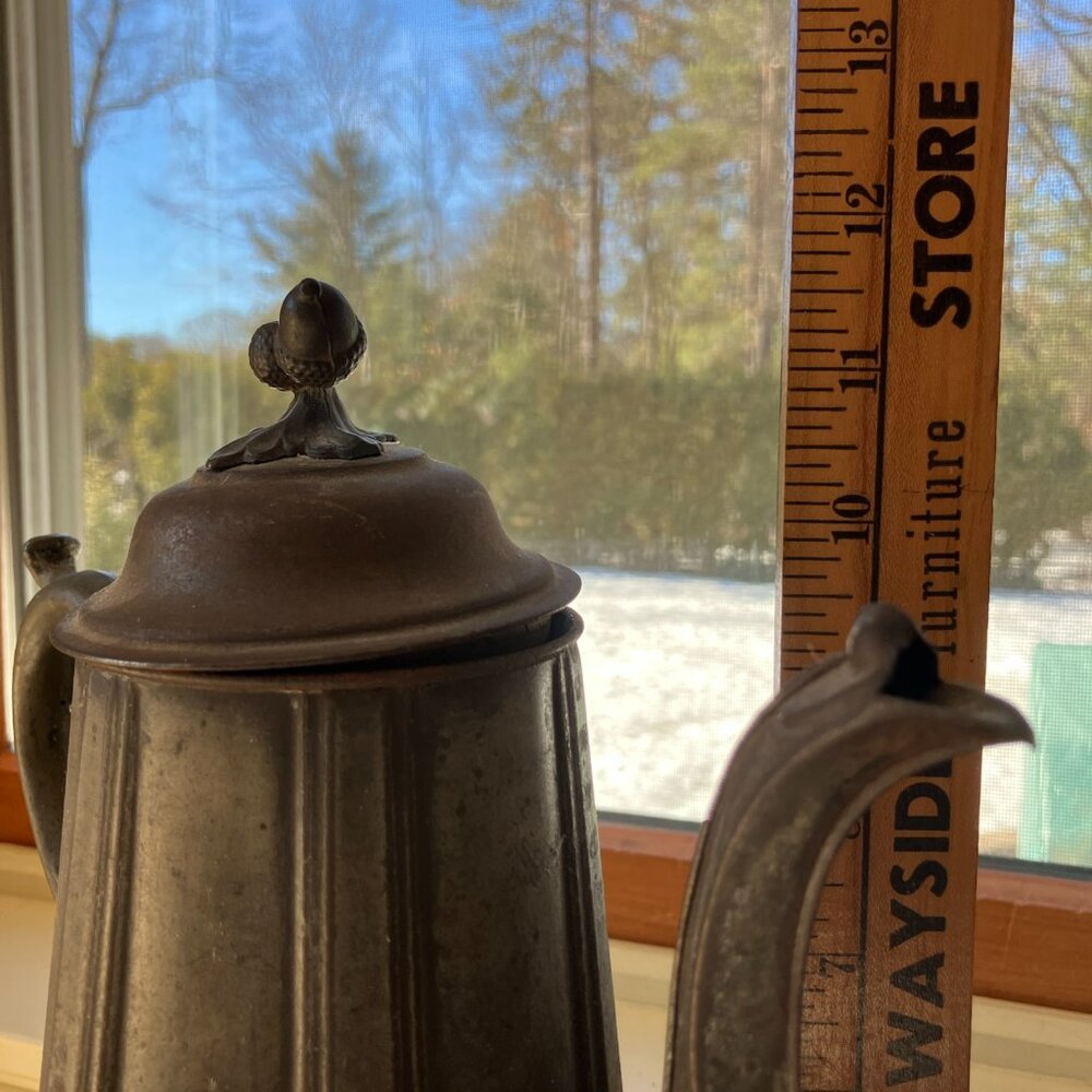Antique Pewter Coffee Pot 11.5"h Farmhouse Country Americana Rustic Primitive - Picture 11 of 12